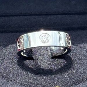 Cartier LOVE RING 3 DIAMONDS 0.22CTW 18k white gold size 55 box & pouch